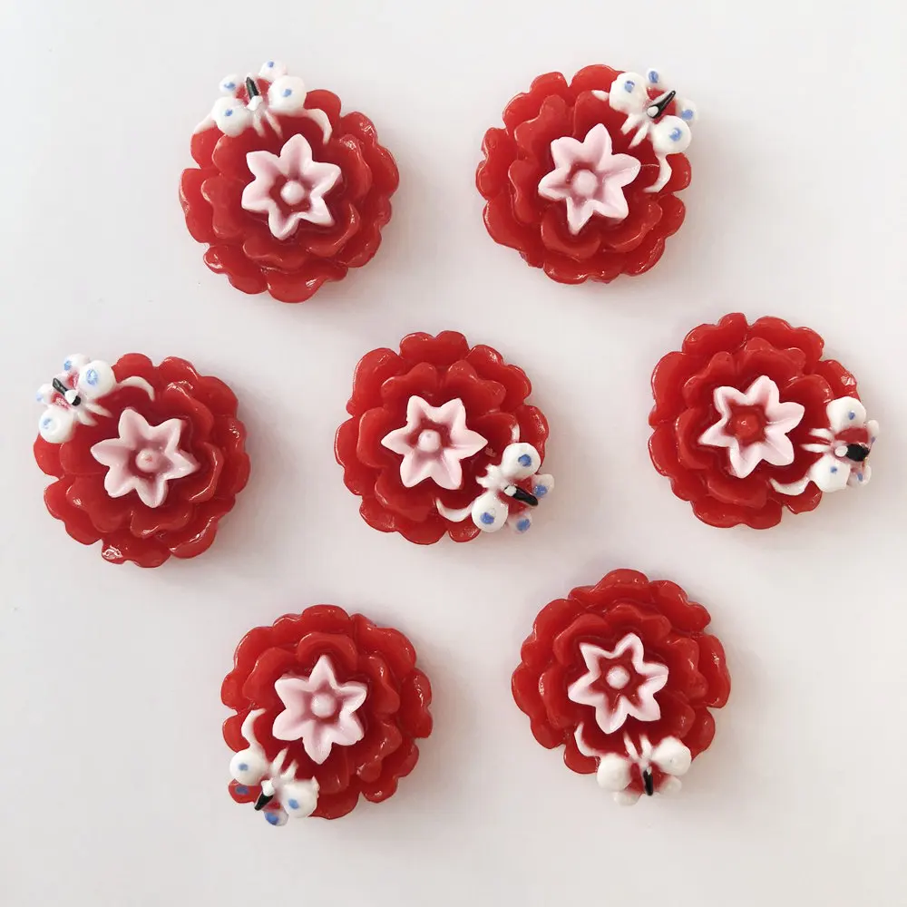 

20pcs 22mm Resin Butterfly Flower FlatBack Stone Wedding Embellishment Diy Crafts K615*2
