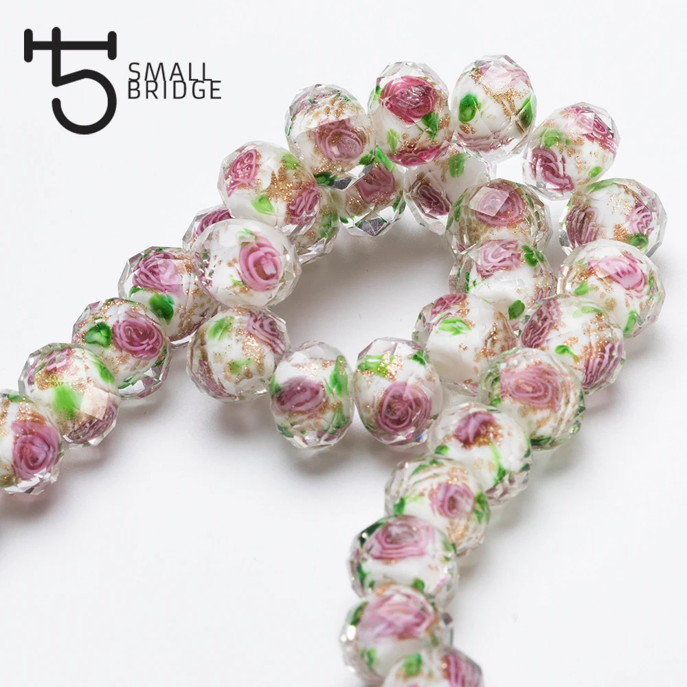 KitBeads 100Pcs Willekeurige Glas Bloem Kralen Transparante