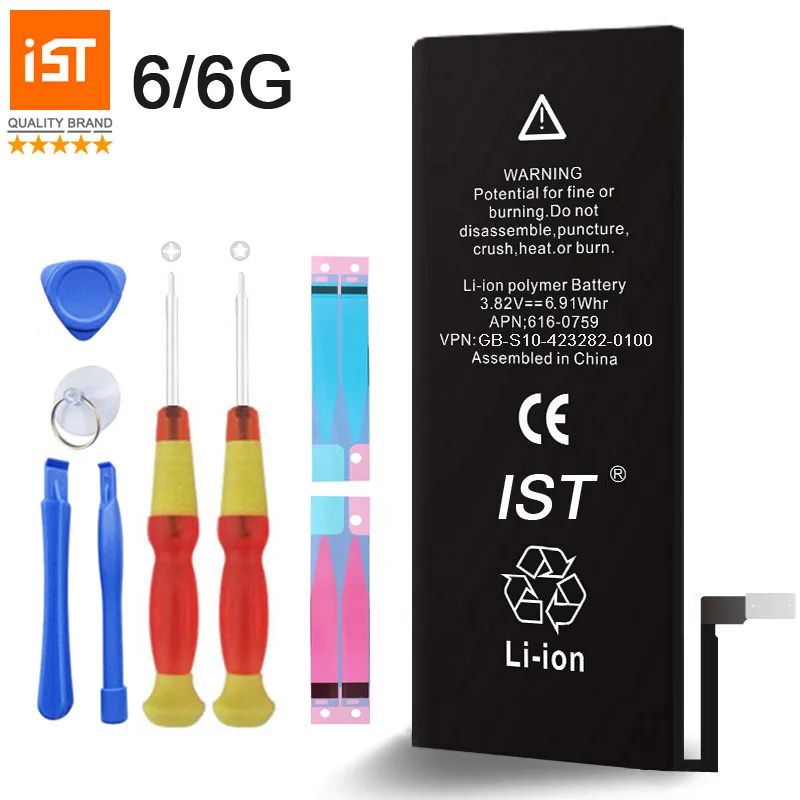 100 IST Original Mobile Phone Battery For IPhone 6 Real Capacity 1810mAh With Repair Tools Kit