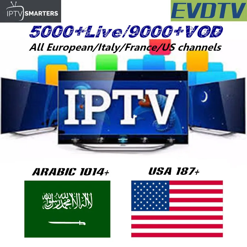 

5000+ Channels VOD EVDTV IPTV subscription Europe Romania Netherlands India US Italy French Saudi Arabia Smart TV Android tv box
