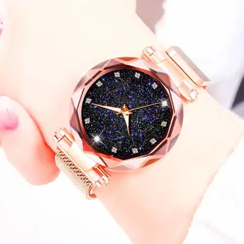 

Women Luxury Diamond Watch Megnetic Ladies Watches Stainless Steel Quartz Wrist Watch Female Elegant Starry Sky Clock