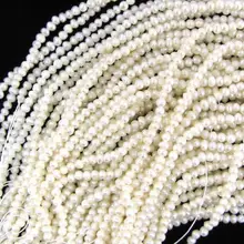 Новые 10 шт естественная красота! 3-4 мм белые пресноводные жемчужные бусины 14"