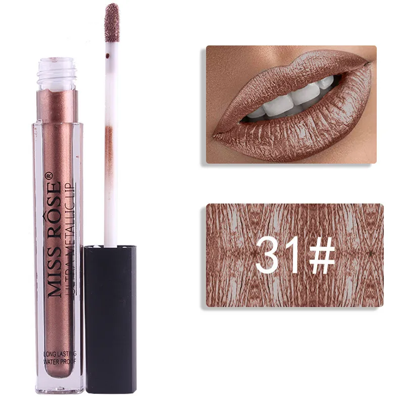 

MISS ROSE Metallic Lip Gloss Slender Tube Matte Matte Is Not Easy Stick Cup Lip Gloss Lip Glaze Lip Paint Long-lasting Transfer