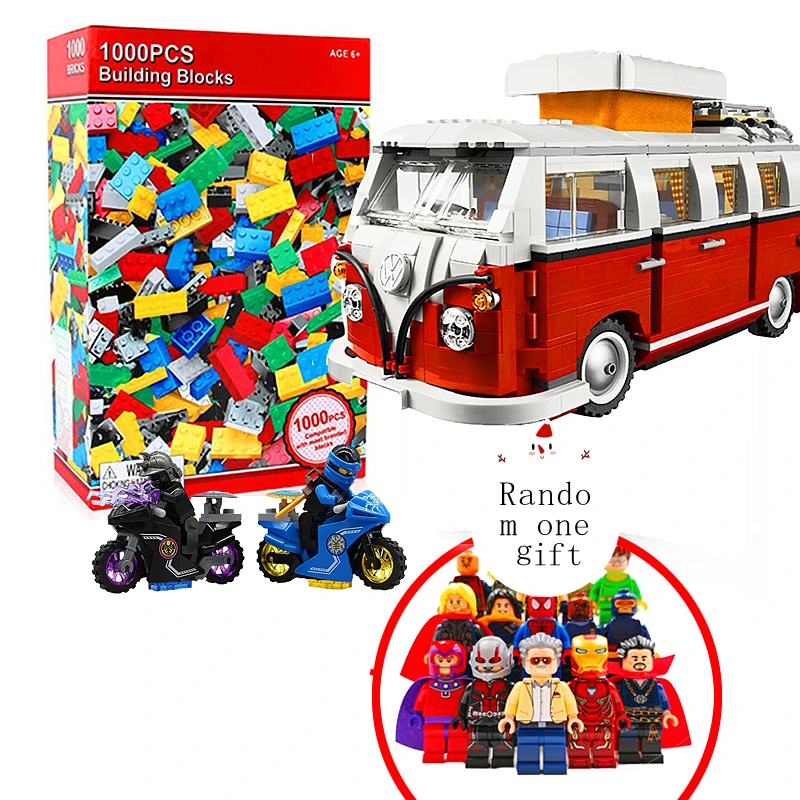 Technic Series 10220 1354pcs technology series Volkswagen T1 camper car modeling building blocks toys