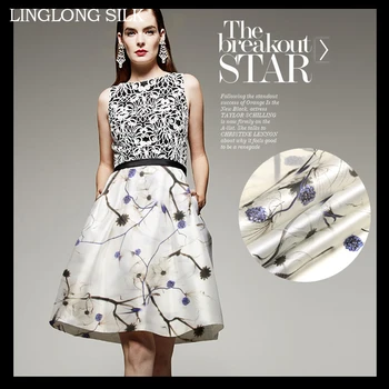 

PRINT SILK ORGANZA SATIN FABRIC 14m/m Width 53"-135cm100%Natural Silk Fabrics Fashion Fabric Floral Pattern Factory Direct Sales