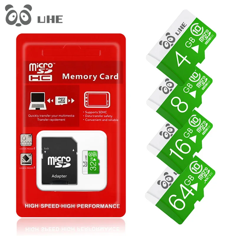 Зеленая карта памяти 2019 64 ГБ Micro SD 32 Tf 16 8 4 Гб microsd с адаптером для смартфона