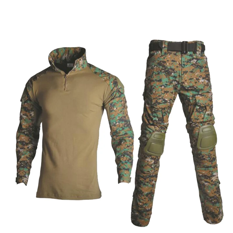 Военная Униформа рубашка+ брюки с наколенниками налокотники Открытый страйкбол Пейнтбол тактический Ghillie костюм камуфляж Охота Одежда