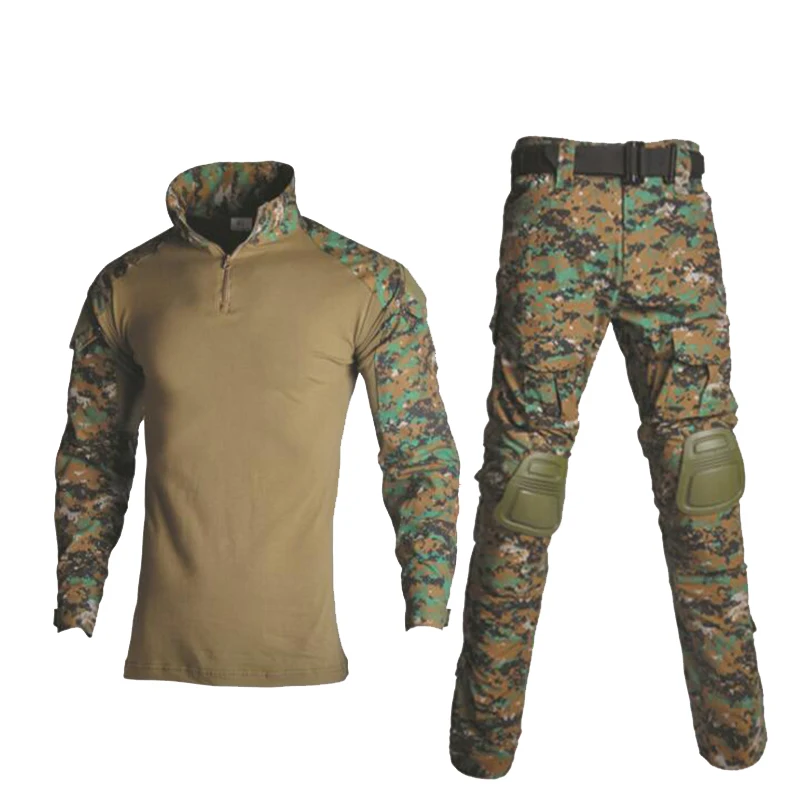  Military Uniform Shirt + Pants With Knee Elbow Pads Outdoor Airsoft Paintball Tactical Ghillie Suit