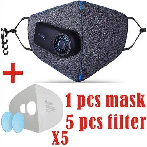 black 5 fliter Xiaomi чисто анти-загрязнения воздуха спортивная маска с PM2.5 550 мАч перезаряжаемый фильтр Трехмерная структура отличная Очистка - Цвет: black 5 fliter
