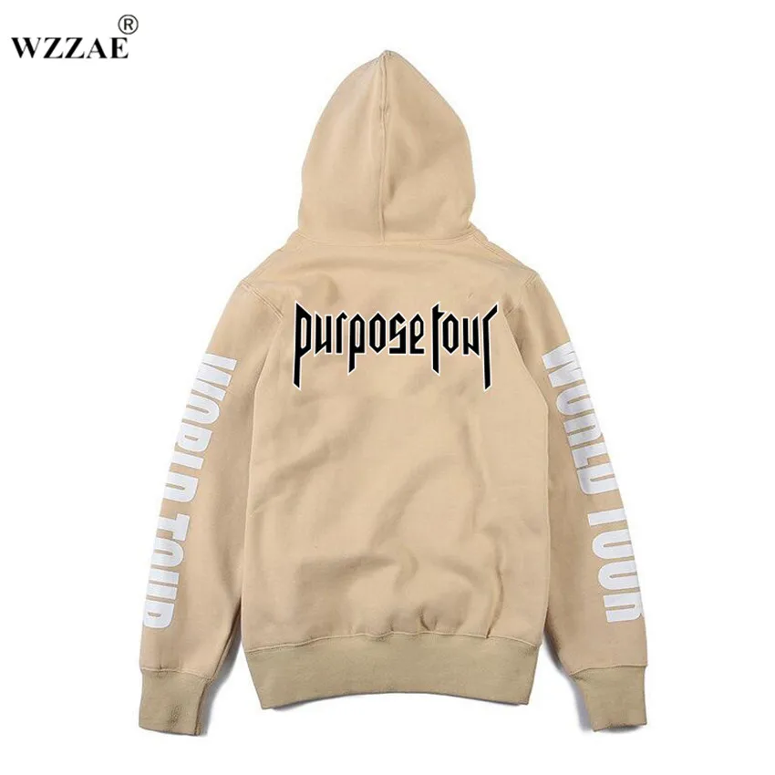 Justin Bieber Purpose Tour Print Hoodie Men Hip hop Streetwear Fleece Cotton Pullover WORLD TOUR Special Sweatshirt Women S-XXL