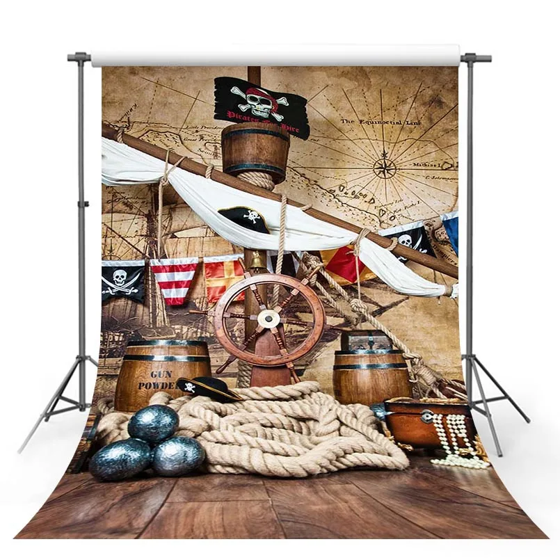 

Customized 3 D children pirate stage drama photo background for school party portrait photography studio backdrop