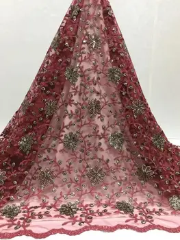 

High quality beautiful embroidery African Nigeria lace fabric hot French net lace new embroidered lace wedding dress