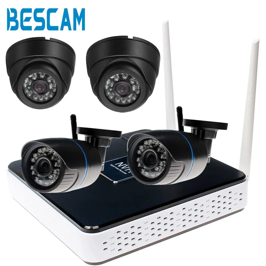 Real P2P All In One 4CH CCTV System 4 Channel WIFI NVR Kits HD 720P WIFI IP Camera Outdoor Indoor Camea Security IP Camera Kits