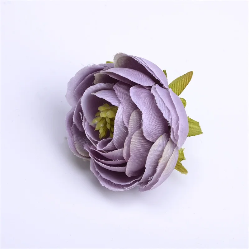 40pcs 4cm Artificial Flower Silk Rose Bud Flower Head Wedding Party Home Decoration Cheap DIY Wreath Scrapbook Gift Box Craft - Цвет: Retro Light Purple