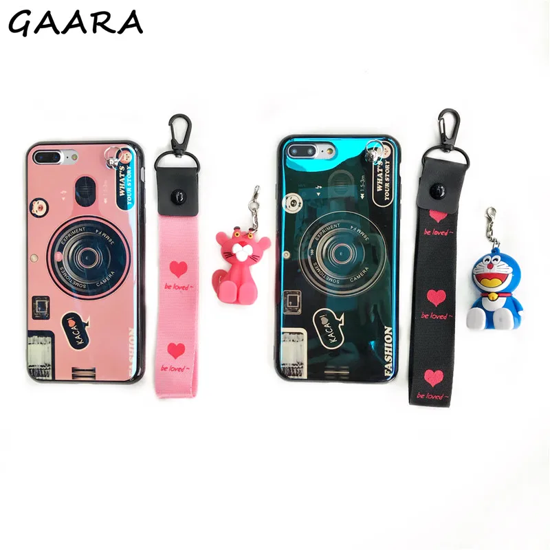 

for Oneplus 5 5T 6 6T 7 Pro Retro 3D Camera Mobile Cover with Toy Lanyard for One Plus 5 5T 6 6T 7 Pro Glossy Silicone Case etui