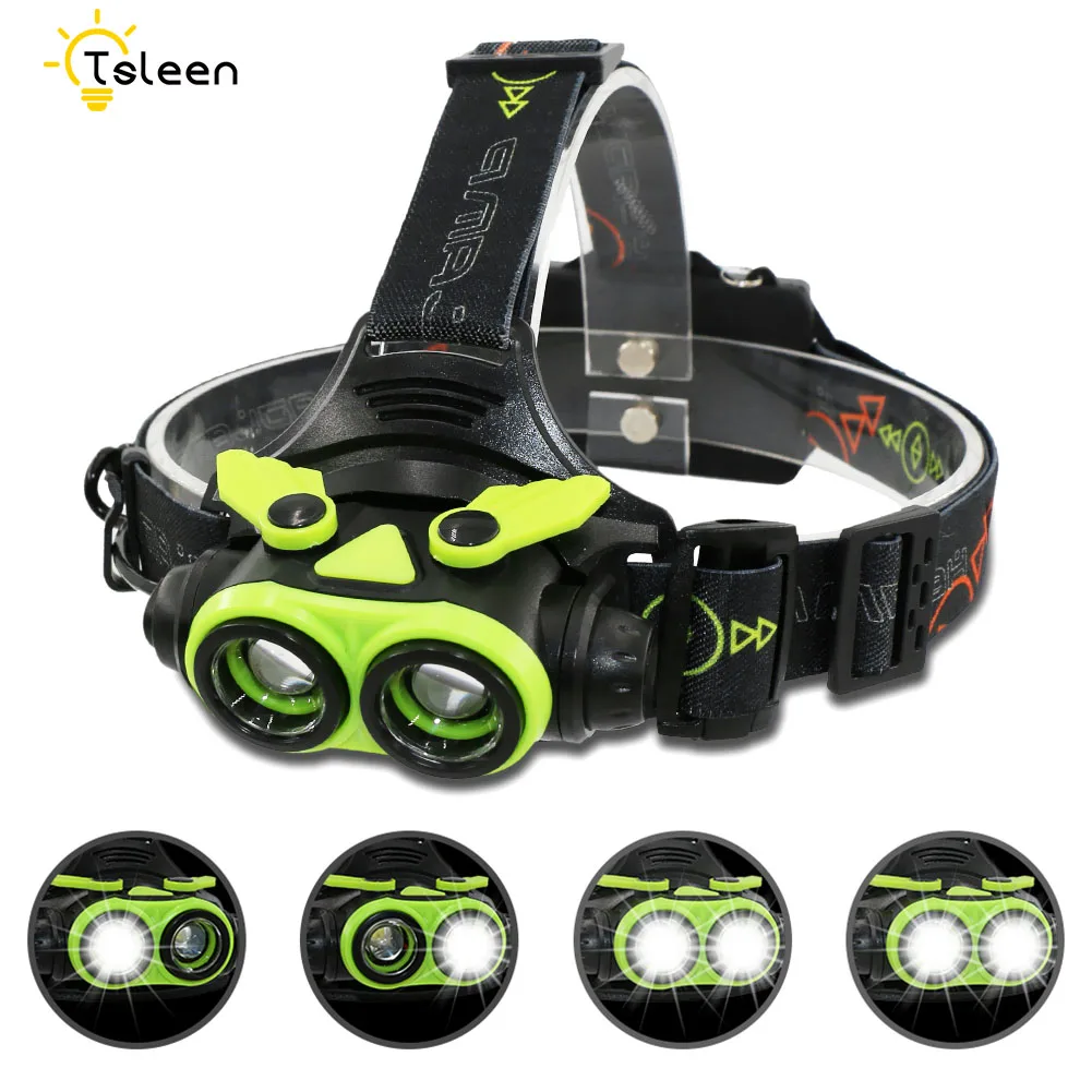 

TSLEEN Cree LED Headlamp Headlight Waterproof Flashlight Outdoor Camping Head Light Lamp Torch Lantern +3xAA or 2x18650 Battery