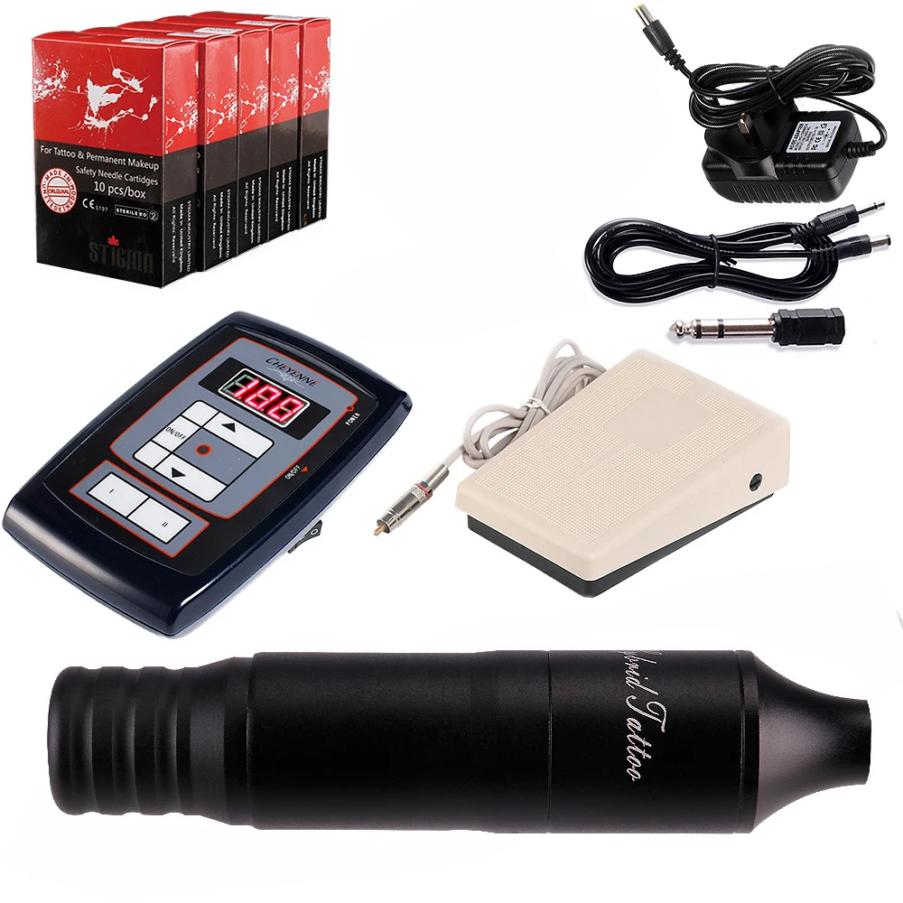 

Pro Tattoo Kits Set Permanent Makeup Machine Pro Pen Tattoo Machine With Tattoo Power Supply + 50Pcs Silicone Cartridge Needles