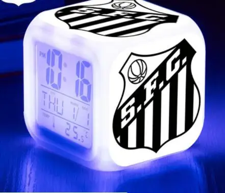 Футбольный клуб Campeonato Brasileiro Ssrie светодиодный Будильник часы Fluminense reloj despertador reveil enfant цвет часы с подсветкой - Цвет: Серебристый