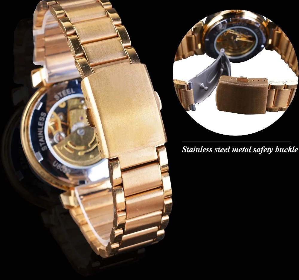 Forsining синие океан Ближний Восток роскошные золотые Дизайнерские мужские часы из нержавеющей стали лучший бренд класса люкс автоматические наручные часы