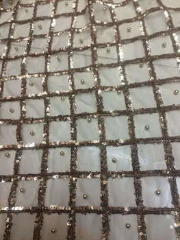 

african french tulle net lace fabric fashionable CiCi-42901 nigerian lace fabric sequins embroidered lace with beads