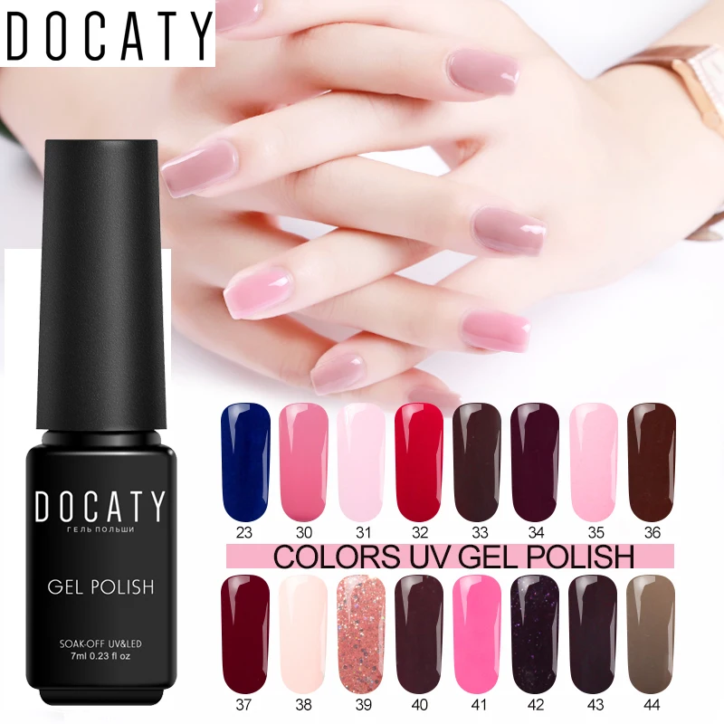 

Docaty Soak Off Nail Glue Varnish Black Bottles UV Gel Nail Polish 8ML 3d Nails Art Gel Lucky 29 Colors Semi Permanent Gellak