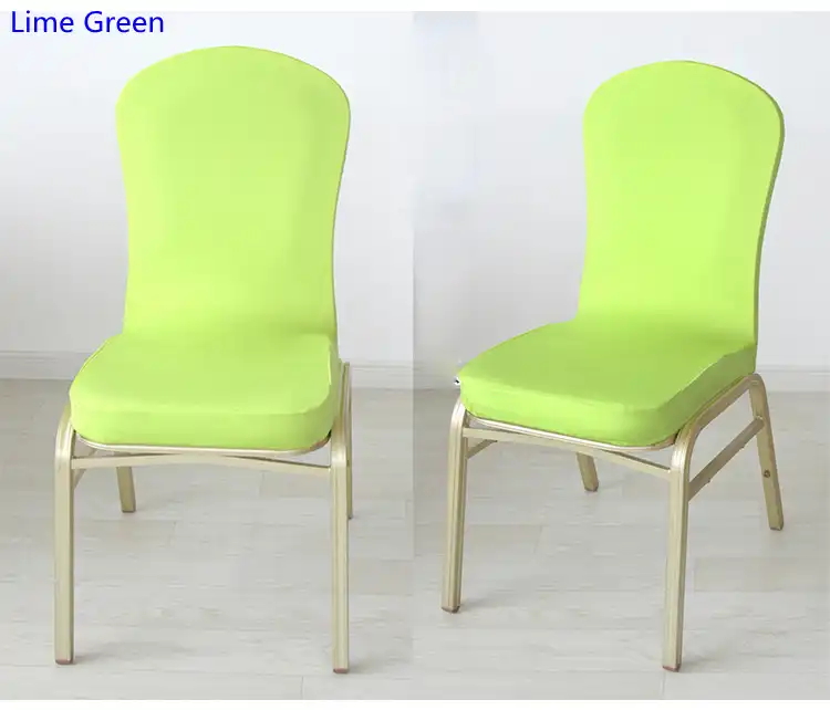Lime Green Color Half Style Spandex Chair Covers For Wedding Hotel