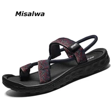 Misalwa Этническая Стиль Простой для мужчин повседневные сандалии-шлепанцы холст удобные летние пляжные сандалии Новинка г. Лидер продаж Уникальный