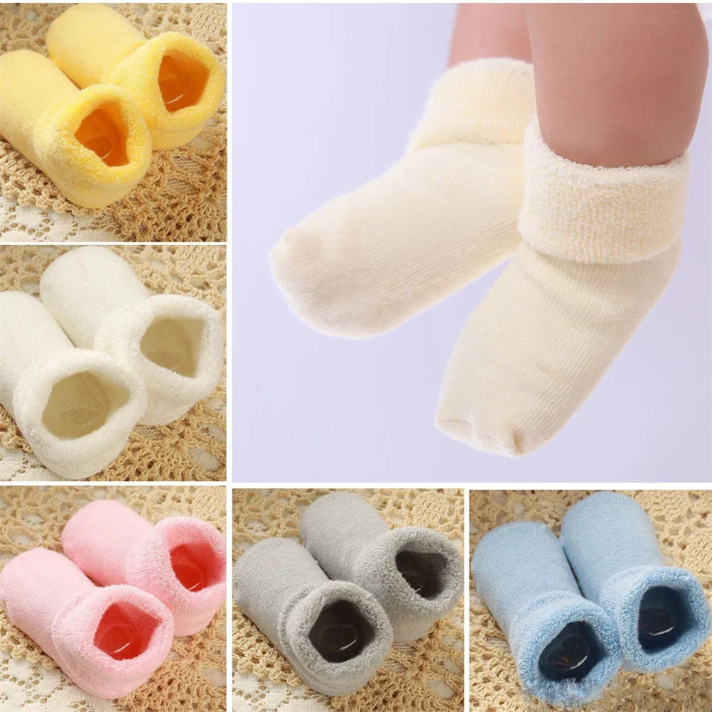 Pack de 6 Pares Calcetines para Beb/é Reci/én Nacido Antideslizante Calcet/ín 0-1 A/ños Calcetines de Invierno C/ómodo Zapatos de Beb/é