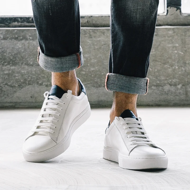 De Couro Estudante Clássico Mycolen Maré Dos Homens Casuais Blue Black Coreana Primeira White cut Camada white Novo Low Do Sapatos Versão BvvWqaP8