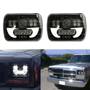 

Black FOR Jeep Cherokee XJ Truck 7x6 5x7" 120w LED Headlights Projector 7x6 LED Headlight HID Light Bulbs Beam Headlamp DRL