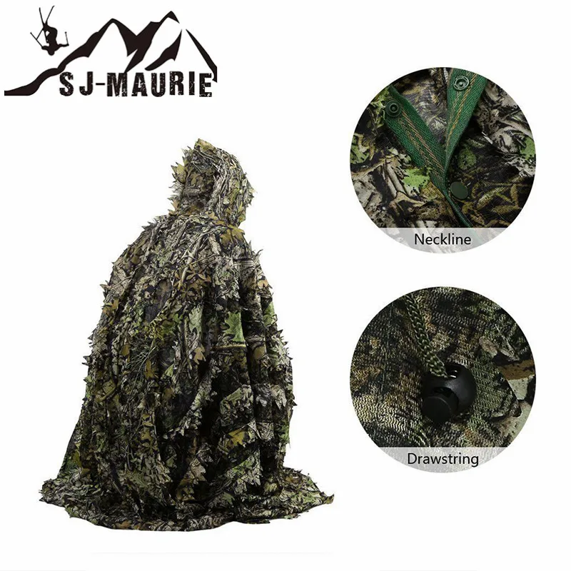 SJ Maurie Высокое качество 3D лист Ghillie Костюмы камуфляж пончо плащ Охота лесная