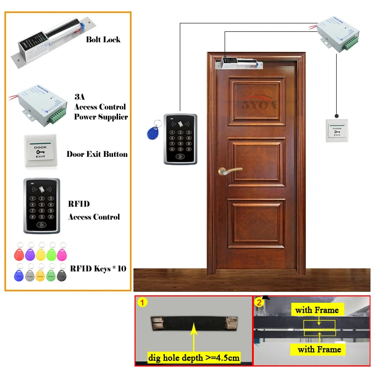 RFID система контроля доступа комплект деревянные очки дверной набор Электрический магнитный замок ID карта Keytab источник питания Кнопка выхода