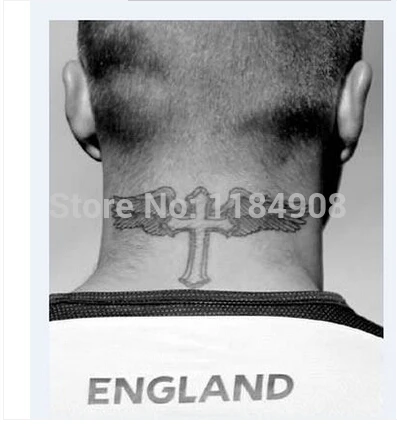 Tatuajes Temporales Cuello Espalda Cuerpo Cruz Alas Hombres