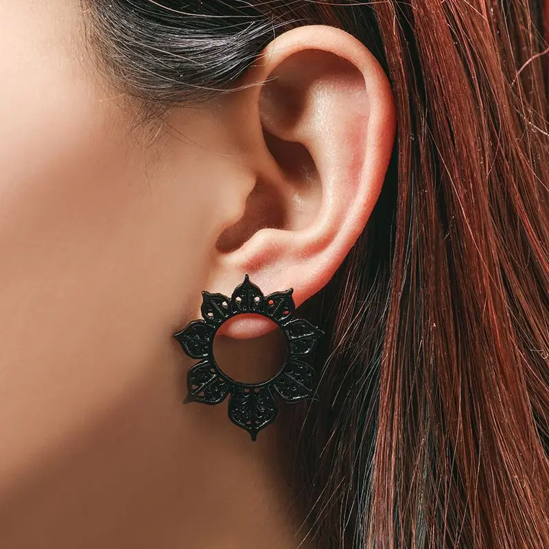 

OIONINOS Flower Earrings For Women Jewelry Double Sided Gold Silver earrings gift for party best friend A2