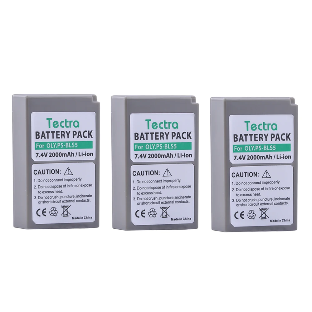 Tectra 3pcs/pack PS BLS5 BLS5 BLS 50 Camera Battery for Olympus PEN E