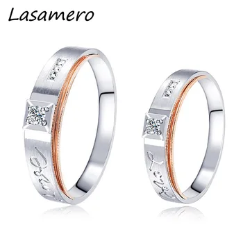 

LASAMERO Rings for Men and Women 0.051CT Round Cut Natural Diamond Ring Couple Rings 18k two tone Gold Engagement Wedding Ring