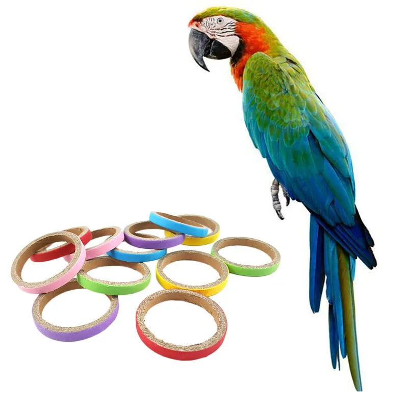 12pcs/set Wholesale Parrot Birds Toys Chew Bites Paper Ring Pet Parrot