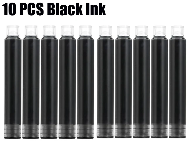 10 PCS Black Ink Роскошный герой бизнес металлический перьевая ручка приятный сенсорный чувство красного дерева школьника письменная ручка купить 2 ручки 3 - Цвет: 10 PCS Black Ink