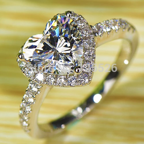 Choucong в форме сердца белый камень 5A камень Циркон 925 серебро обручальное кольцо Sz 7-13 подарок