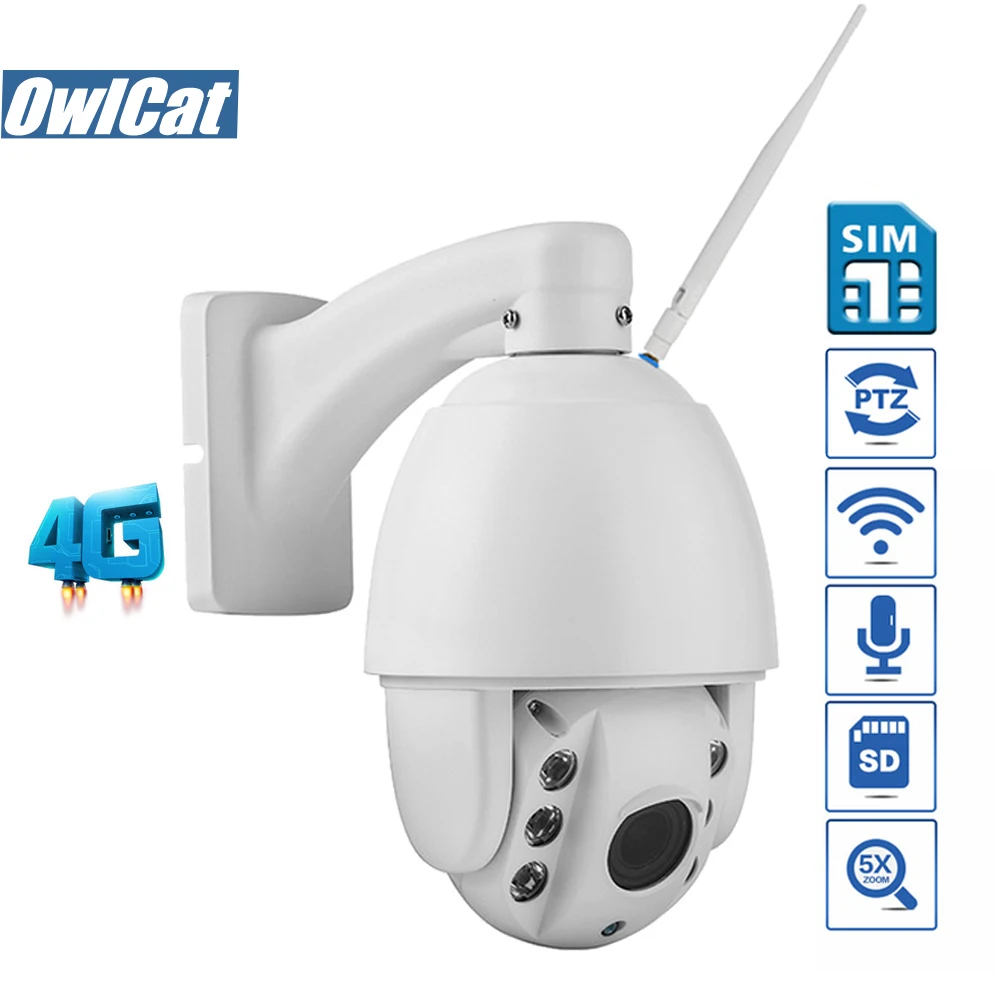 HD 1080 P GSM 4G sim карта PTZ купольная ip камера наружная 5X зум Аудио Звук двусторонняя