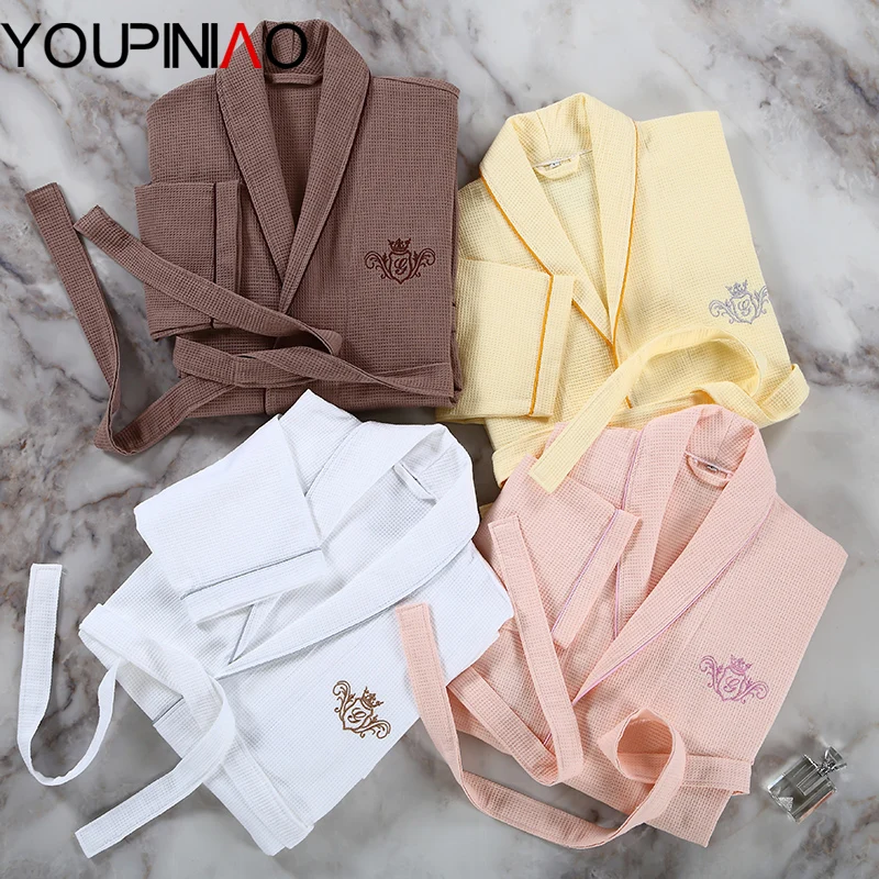 Waffle Couple Robes Cotton Bathrobe Hotel Robes SPA Womens Bathrobe