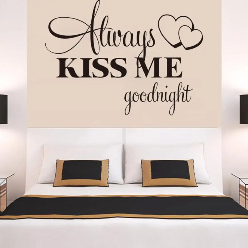 

KAKUDER Always Kiss Me Goodnight Wall Sticker Art Decal Removable Stickers Weeding Room Use Fashion Romantic Decoration 10
