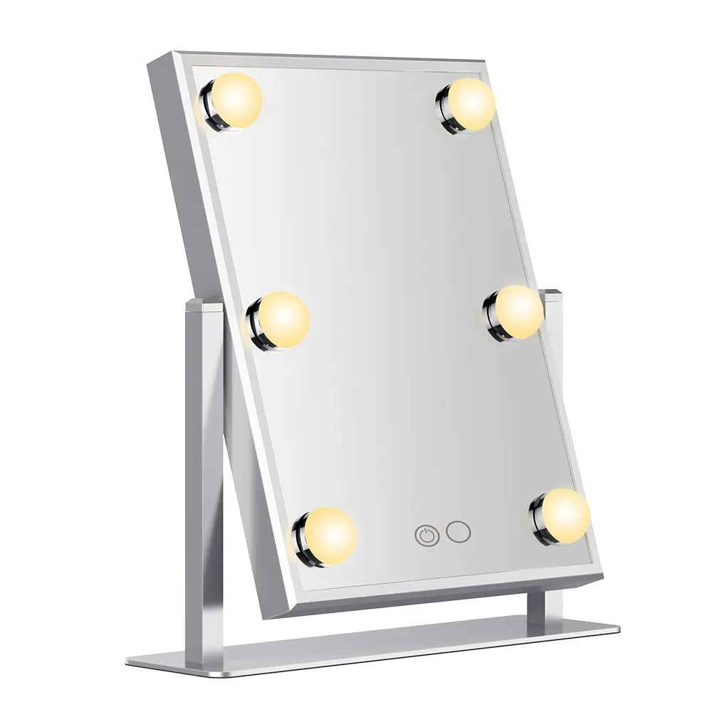 

Hollywood Makeup Vanity Mirror White and warm Lighted Makeup Mirror Tabletops Cosmetic Mirror with LED Bulbs