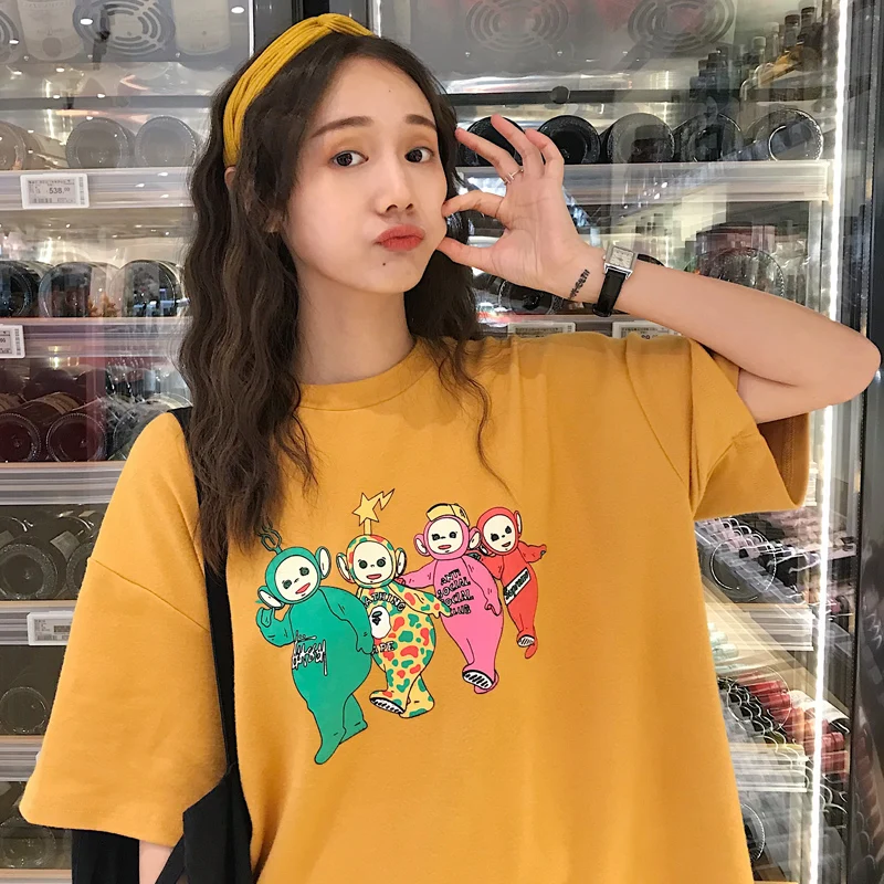 Футболка Teletubbies Kawaii Милая футболка женская одежда в английском стиле футболки