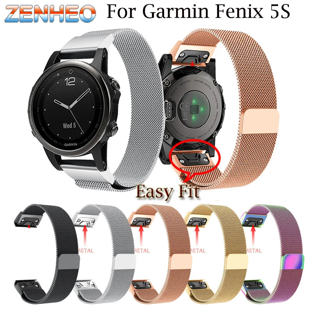

Milanese Loop band For Garmin Fenix 5S Watch strap Quick Release Stainless Steel Link Bracelet watchband For Garmin Fenix 5S