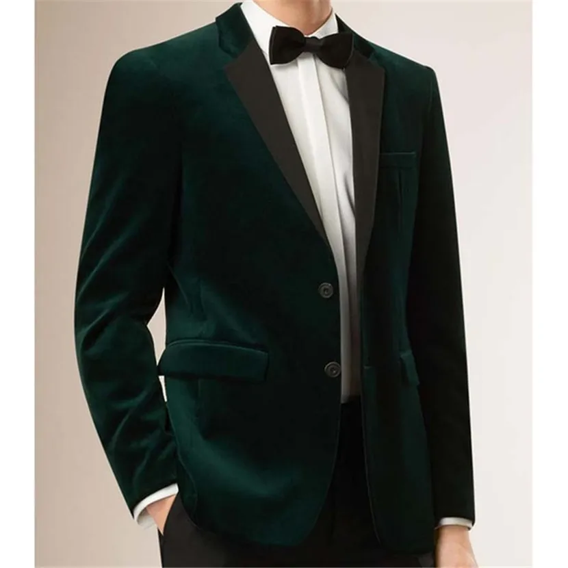 Mens Velvet Blazers suits Custom Made Slim Fit Dark Green Velvet Jacket