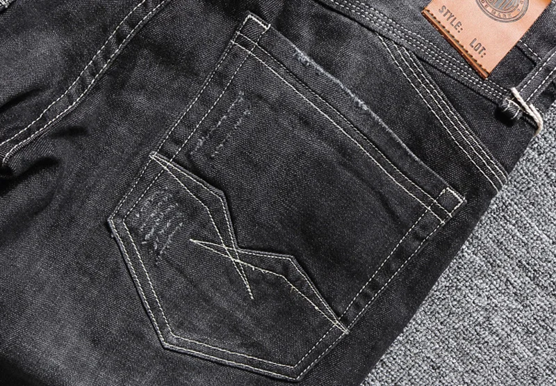 Высокое качество классические мужские джинсы хлопок модные джинсы черный цвет Slim Fit пуговицы повседневные брюки простые брендовые