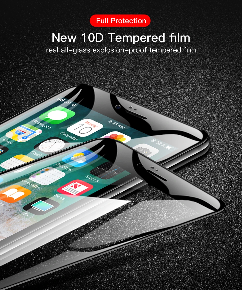 10 D закаленное стекло для iphone 6 6S 7 8 plus X Защитное стекло для iphone XS MAX полная Защита экрана для iphone XR XS