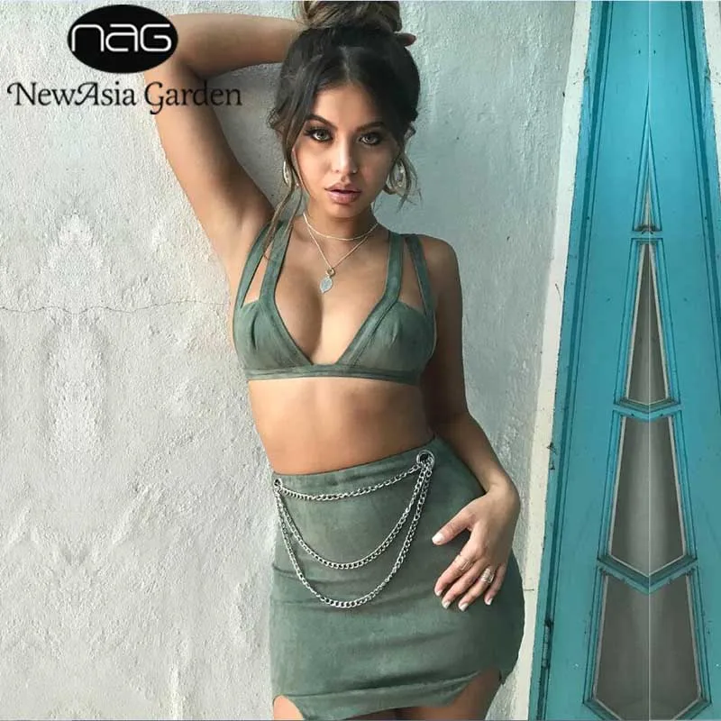 NewAsia Two Piece Set 2 Piece Set Women Crop Top And Skirt Set Suede Skirt Two Piece Outfits Matching Sets Conjunto Feminino New NewAsia Two Piece Set 2 Piece Set Women Crop Top And Skirt Set Suede Skirt Two Piece Outfits Matching Sets Conjunto Feminino New