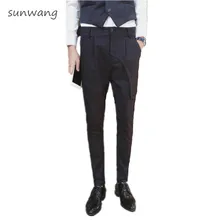 Модные черные коричневые уникальные дизайнерские Лоскутные мужские брюки повседневные Модные джоггеры облегающие мужские платье штаны брюки